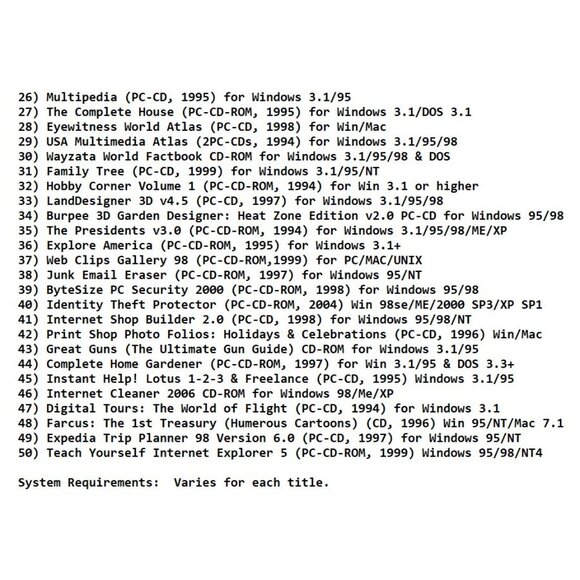 100 MISC CD-ROM LOT 1&2 - PC Software Lot CLEARANCE - NEW CD's in Sleeves - Picture 6 of 8